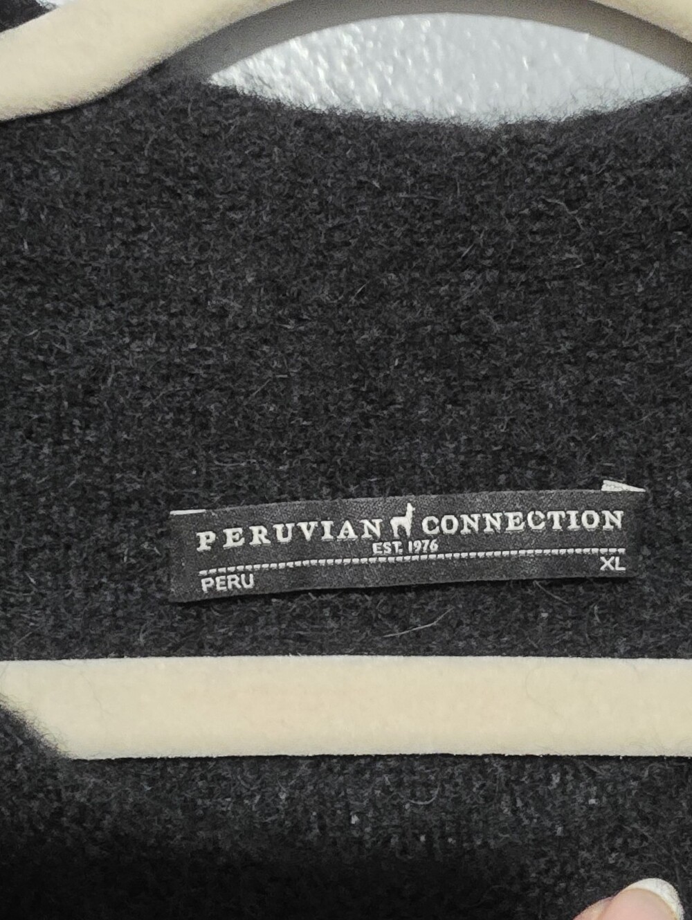 PERUVIAN CONNECTION Alpaca Tunic Sweater Womens XL Black Charcoal Lagenlook Cozy - Picture 7 of 8